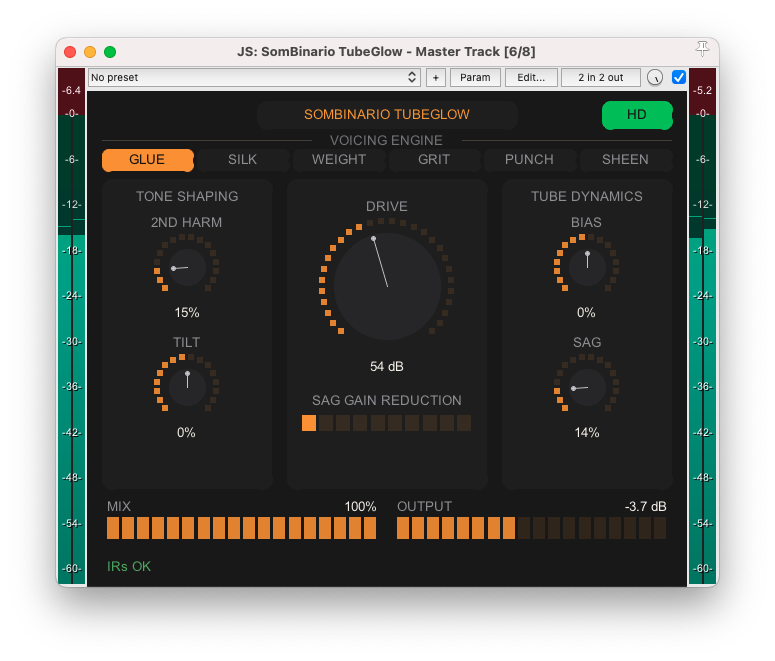 Interface do SomBinario TubeGlow