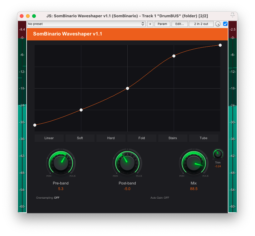 Interface do SomBinario Waveshaper