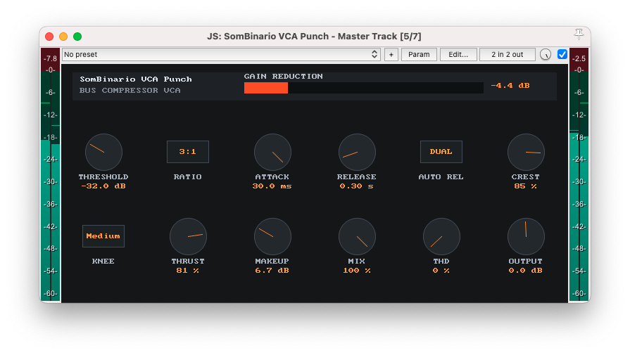 Interface do SomBinario VCA Punch